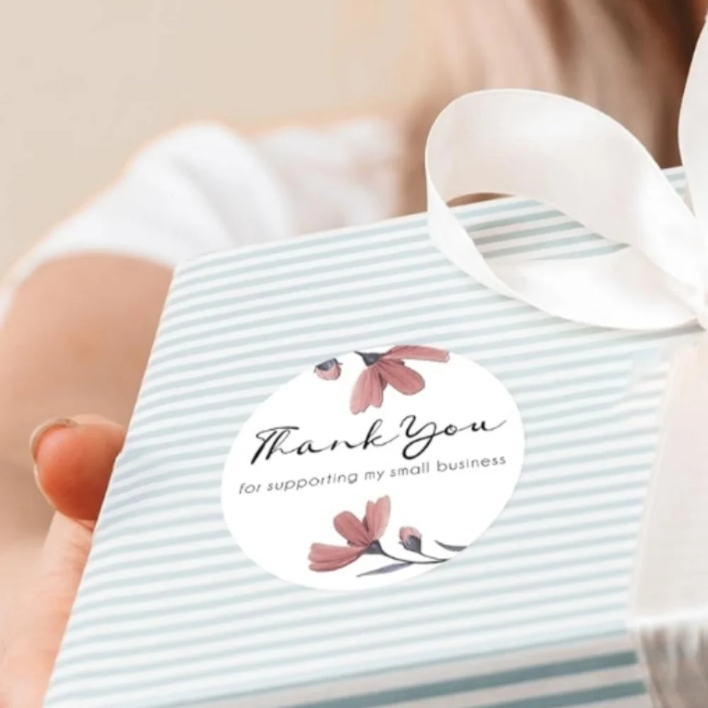 100 THANK YOU For Supporting My Small Business Stickers Peach Exotic Flow…